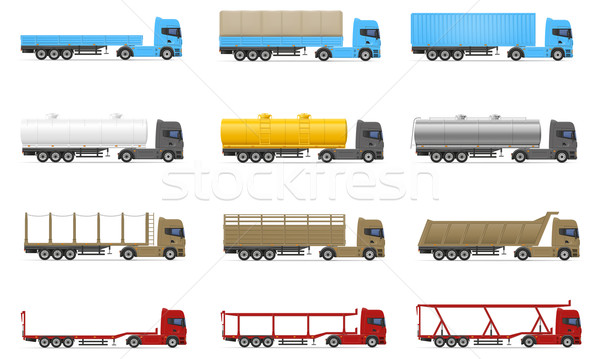 set icons trucks semi trailer vector illustration Stock photo © konturvid
