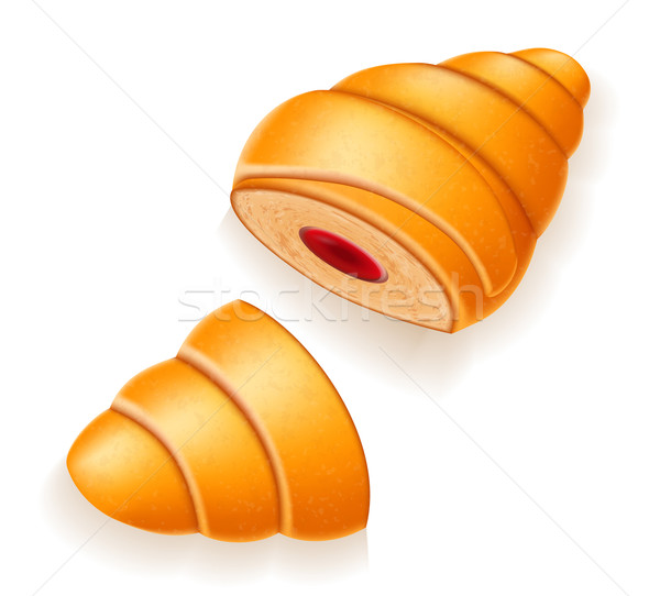 Foto stock: Crujiente · croissant · roto · cereza · fresa · relleno