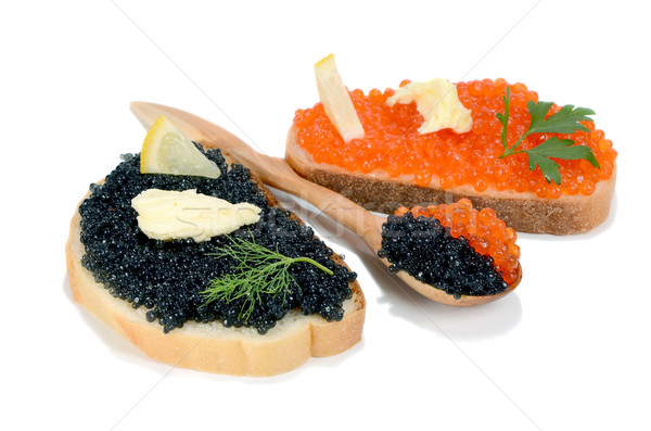 sandwich with black and red caviar Stock photo © konturvid