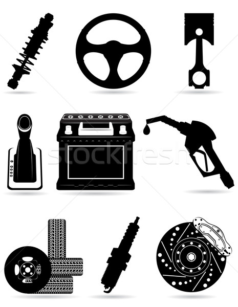 set icons of car parts black silhouette vector illustration Stock photo © konturvid