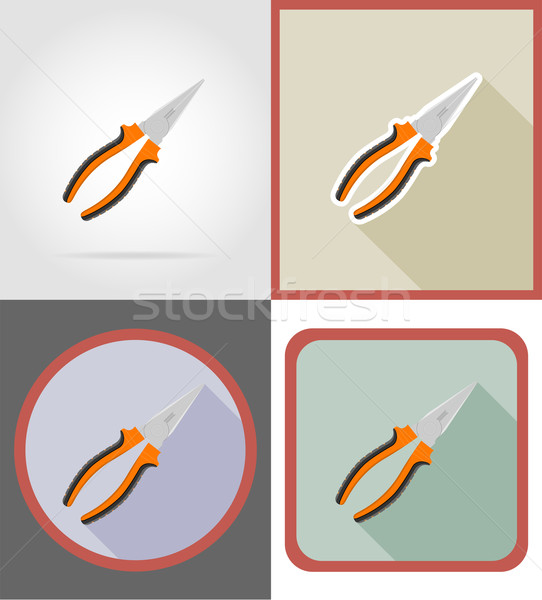 pliers repair and building tools flat icons vector illustration Stock photo © konturvid