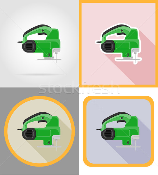 electric saw tools for construction and repair flat icons vector Stock photo © konturvid
