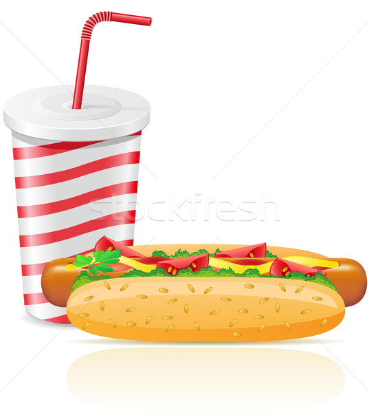 paper cup with soda and hotdog Stock photo © konturvid