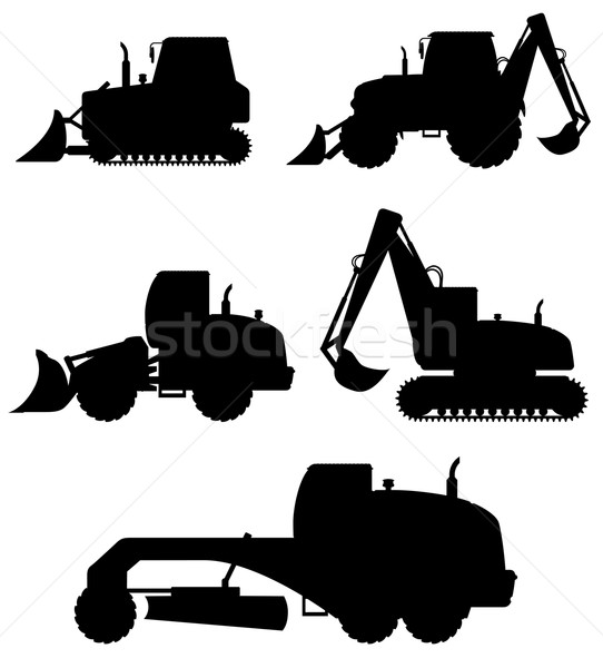 car equipment for construction work black silhouette vector illu Stock photo © konturvid