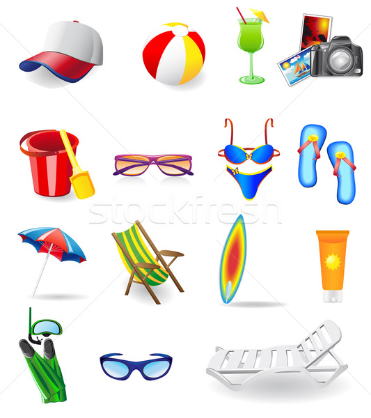 icons set for rest on a sun sea and beach Stock photo © konturvid