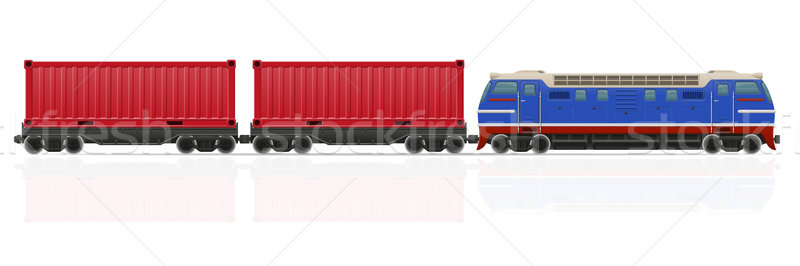railway train with locomotive and wagons vector illustration Stock photo © konturvid