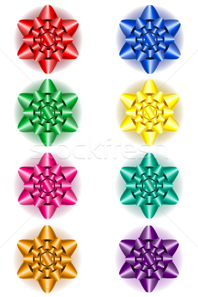 Stock photo: set icons bow for gift vector illustration