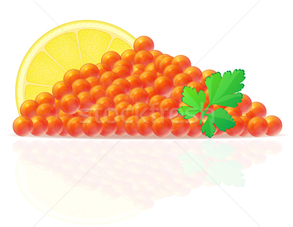 Foto stock: Vermelho · caviar · limão · salsa · isolado · branco