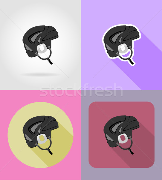 hockey helmet flat icons vector illustration Stock photo © konturvid
