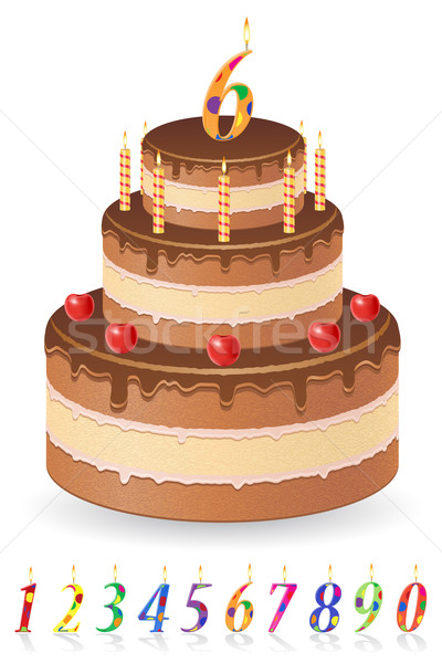 チョコレート 誕生日ケーキ 番号 年齢 孤立した 白 ストックフォト © konturvid