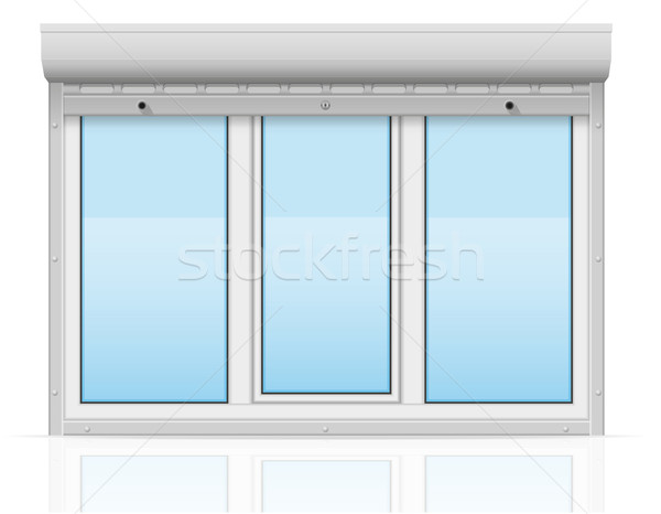 plastic window behind metal perforated rolling shutters vector i Stock photo © konturvid