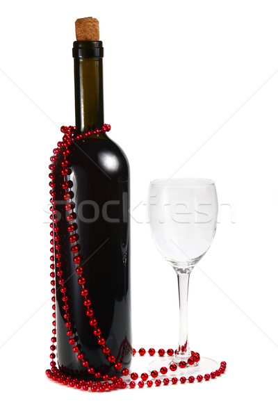 üveg vörösbor üveg izolált fehér vacsora Stock fotó © konturvid
