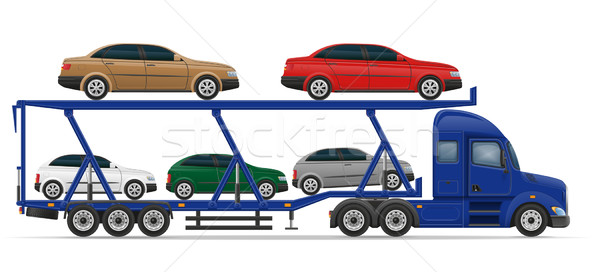truck semi trailer for transportation of car concept vector illu Stock photo © konturvid