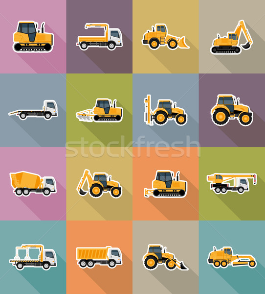 automobile transport for repair and construction flat icons vect Stock photo © konturvid