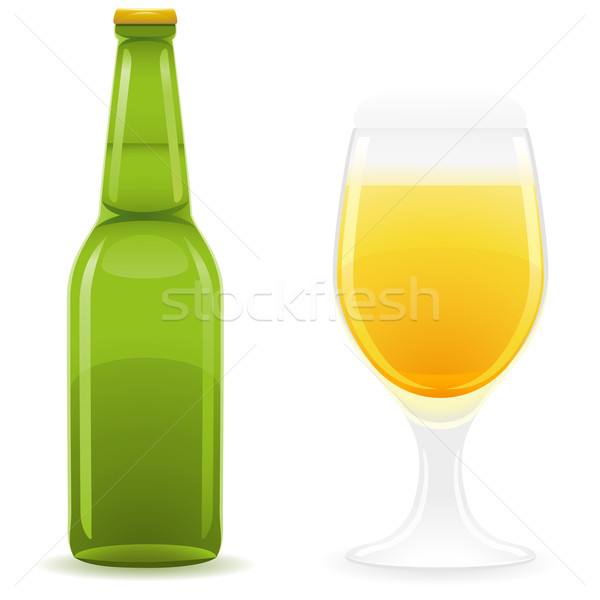 Stock fotó: Sörösüveg · üveg · izolált · fehér · narancs · zöld