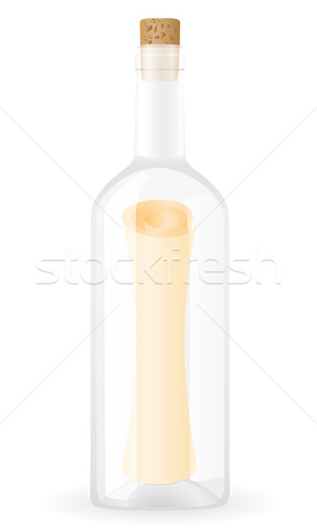 Stockfoto: Bericht · fles · geïsoleerd · witte · zee · reizen