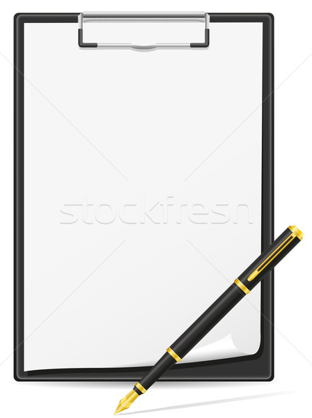 clipboard blank sheet of paper and pen vector illustration Stock photo © konturvid