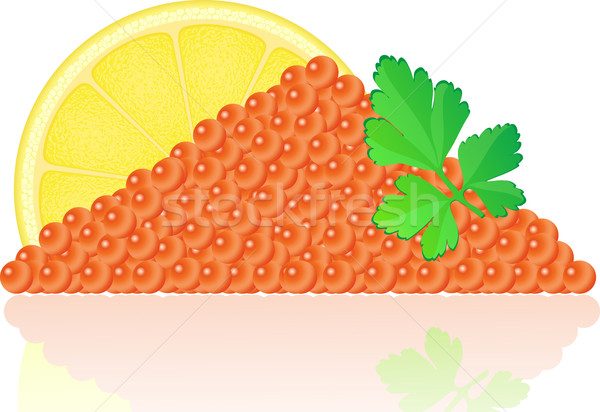 red caviar with lemon and parsley Stock photo © konturvid