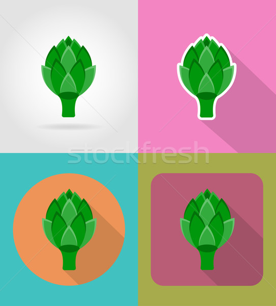 artichoke vegetable flat icons with the shadow vector illustrati Stock photo © konturvid