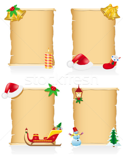set vintage christmas blank scroll vector illustration Stock photo © konturvid