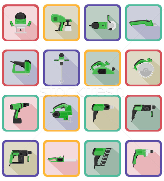 electric tools for construction and repair flat icons vector ill Stock photo © konturvid