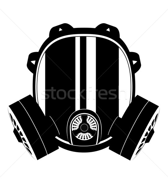 Icono máscara de gas blanco negro aislado blanco seguridad Foto stock © konturvid