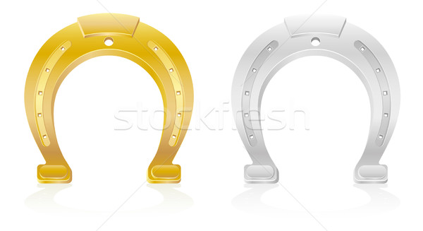 gold and silver horseshoe talisman charm vector illustration Stock photo © konturvid