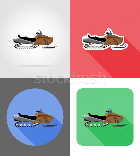 snowmobile for snow ride flat icons vector illustration Stock photo © konturvid