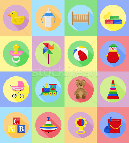 baby toys and accessories flat icons vector illustration Stock photo © konturvid