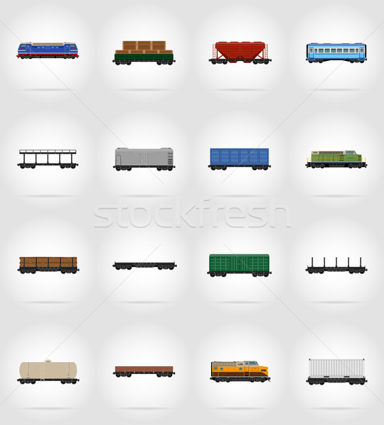 set icons railway carriage train flat icons vector illustration Stock photo © konturvid