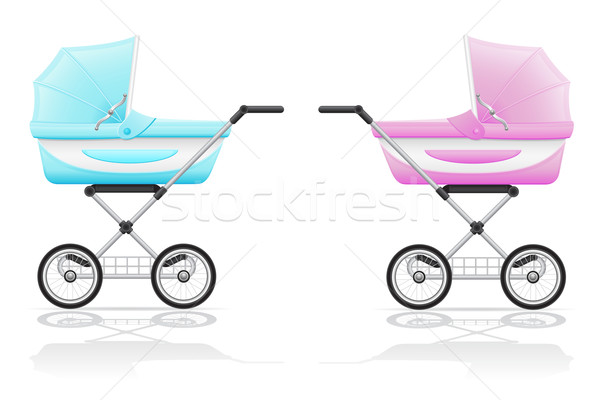 babys perambulator pink and blue vector illustration Stock photo © konturvid