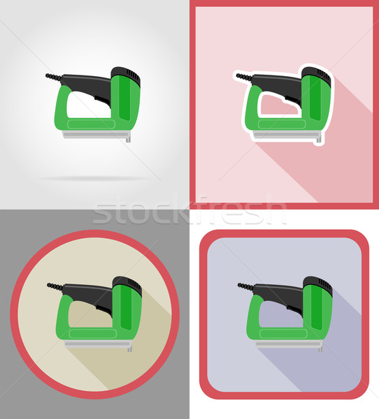 electric stapler tools for construction and repair flat icons ve Stock photo © konturvid