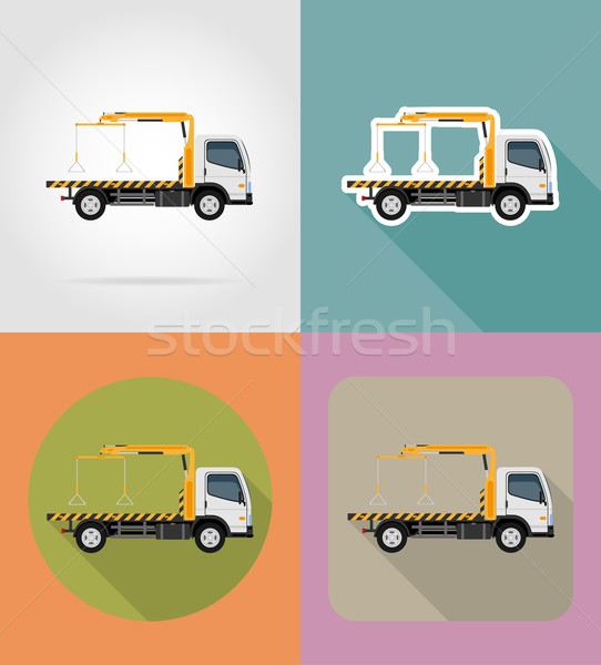 tow truck for transportation faults and emergency cars flat icon Stock photo © konturvid