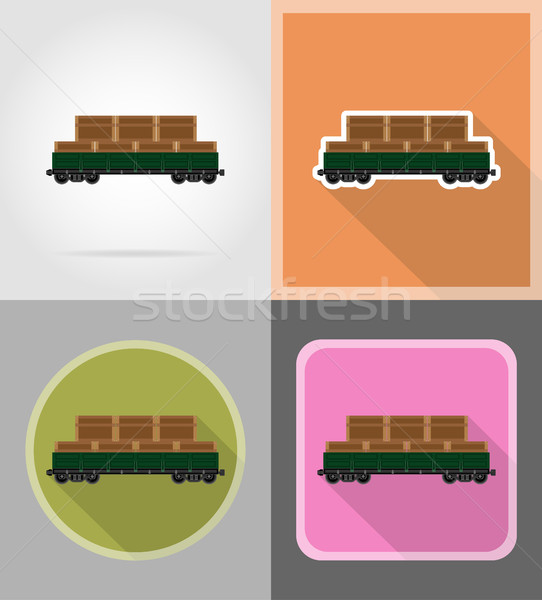 railway carriage train flat icons vector illustration Stock photo © konturvid