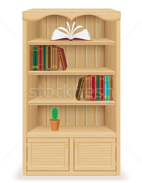 Boekenkast meubels hout geïsoleerd witte ontwerp Stockfoto © konturvid