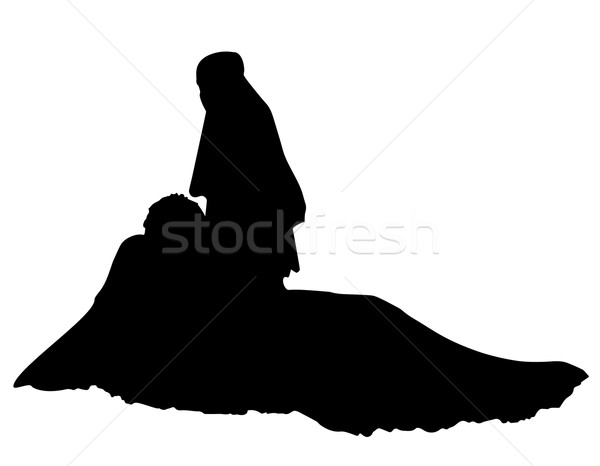 [[stock_photo]]: Mariée · réaliste · silhouette · isolé · blanche · famille