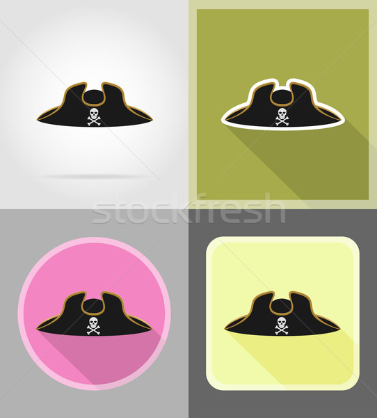 pirate hat tricorn flat icons vector illustration Stock photo © konturvid