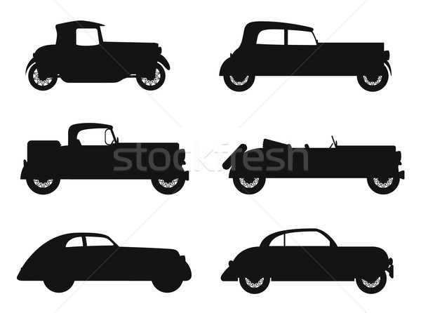 set icons old retro car black silhouette vector illustration Stock photo © konturvid
