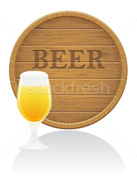 wooden beer barrel and glass vector illustration EPS10 Stock photo © konturvid