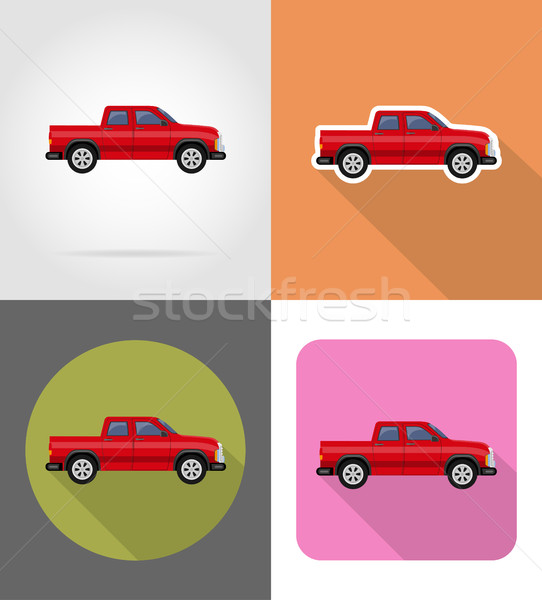 car pickup flat icons vector illustration Stock photo © konturvid