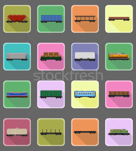 set icons railway carriage train flat icons vector illustration Stock photo © konturvid