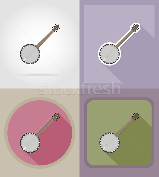 banjo flat icons vector illustration Stock photo © konturvid