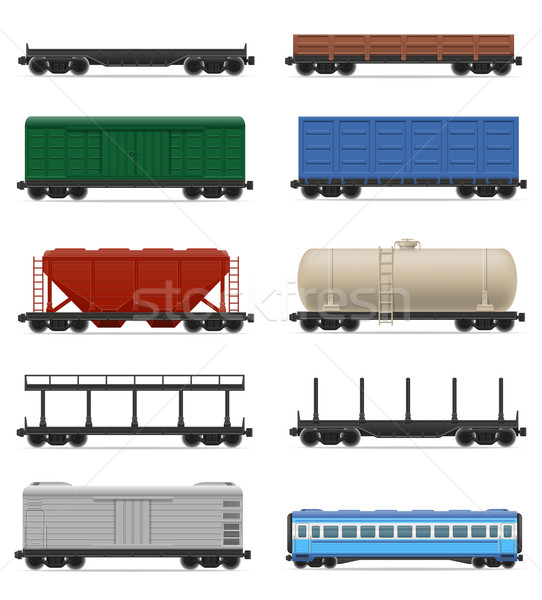 Zestaw ikona kolej żelazna pociągu odizolowany Zdjęcia stock © konturvid