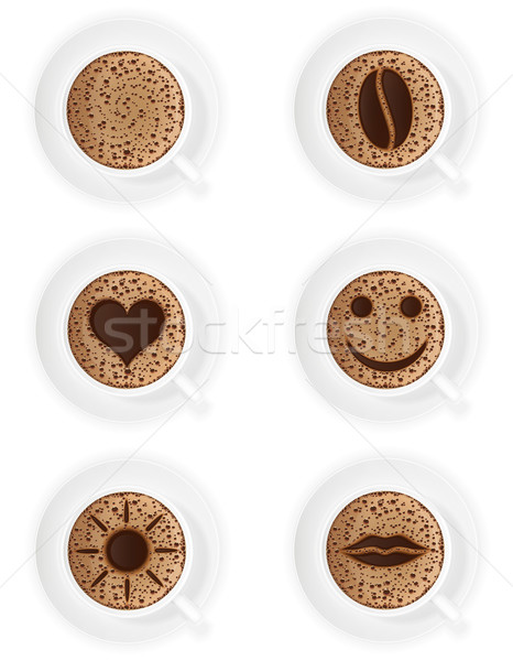 cup of coffee crema with different symbols vector illustration Stock photo © konturvid