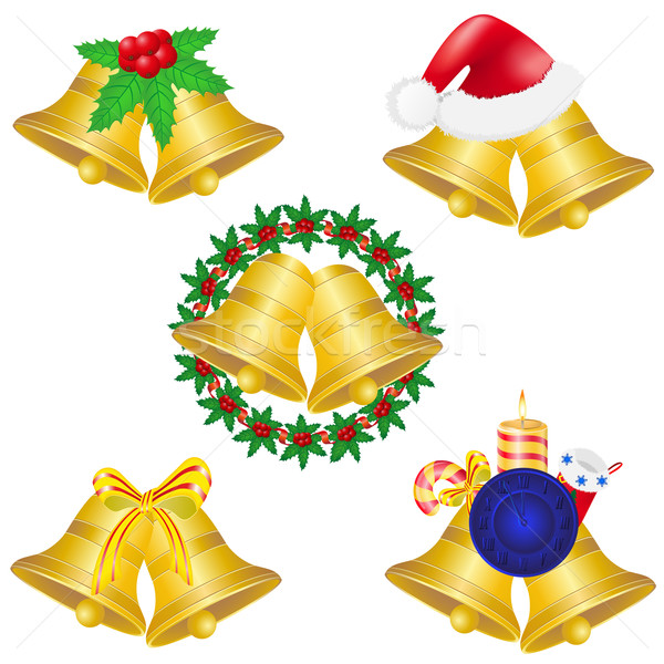 Foto stock: Navidad · establecer · iconos · aislado · blanco · diseno