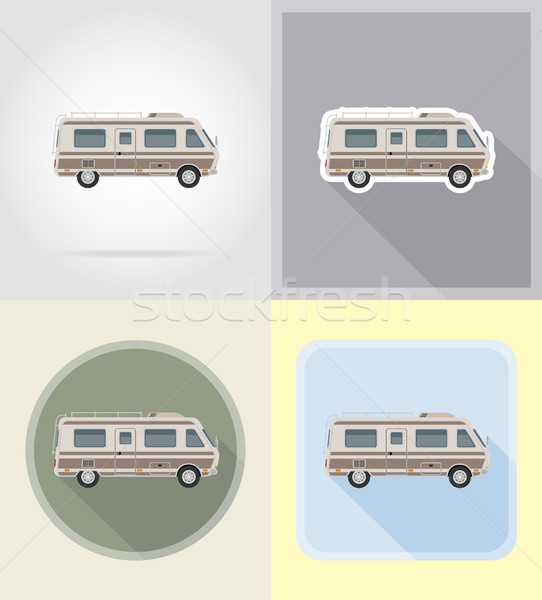 car van caravan camper mobile home flat icons vector illustratio Stock photo © konturvid