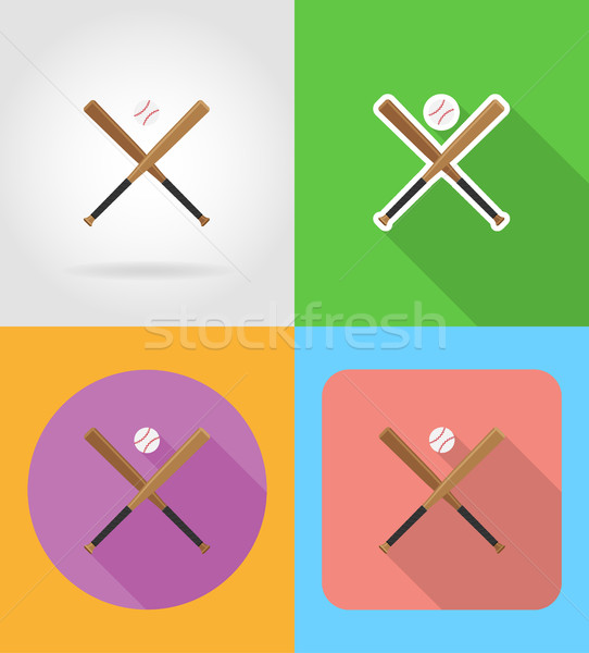 baseball ball and bit flat icons vector illustration Stock photo © konturvid