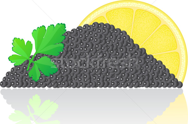 black caviar with lemon and parsley Stock photo © konturvid
