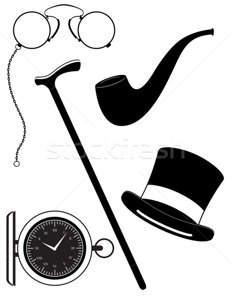 retro mens accessories 19th century black silhouette vector illu Stock photo © konturvid