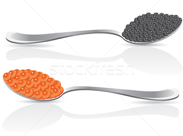 red and black caviar in spoon Stock photo © konturvid